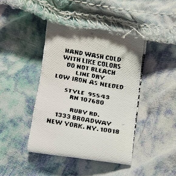 Ruby Rd Tie Dye Button Up Blouse Womens Size Large Purple Teal Roll Tab Sleeves - Picture 6 of 6